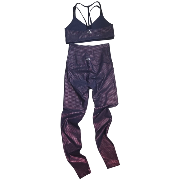 Beyond Yoga Spot On Dotted Leggings And Bra Set XS/Sm Athletic Yoga Blue Purple - Picture 3 of 7